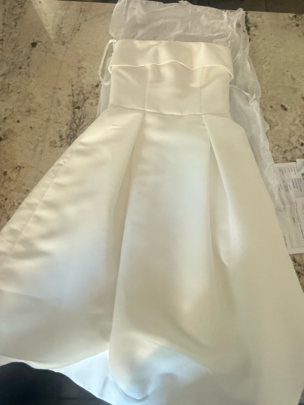 Amsale Strapless White Midi Bridal Dress View 4